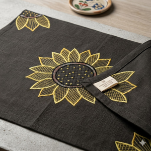 Handcrafted Cotton Table Mat Set Sunflower Design Durable Washable Reusable Dining Kitchen Decor Eco Friendly Quality <b>Placemats</b>. - Product Image 4