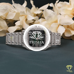 Reloj de Lujo Exclusivo con Estilo de Diamante, con Brillantes Piedras de Moissanita VVS y Acabado en Oro Blanco de Diseño - Product Image 1