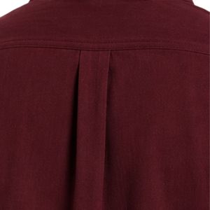 Camisa Casual de Lino y Algodón para Hombre, Color Borgoña, Cuello Mandarín, Manga Corta, Transpirable, Verano, Manga Enrollable, Bordada, OEM, Personalizada - Product Image 6