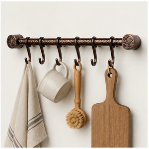 Rail de rangement mural en cuivre antique pour ustensiles de cuisine avec crochets en S, organisateur de casseroles et poêles pour la maison et les restaurants, rangement polyvalent - Product Image 2