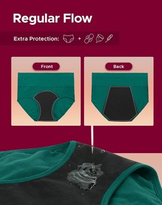 Culottes menstruelles réutilisables taille haute pour femmes, anti-fuites, en Spandex/Coton, respirantes, séchage rapide, écologiques, confortables, avec nœud - Product Image 4