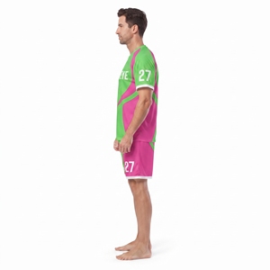 Camiseta de Fútbol para Hombre, 100% Poliéster, Cuello en V, Manga Corta, Sublimación Personalizada, Corte Regular, Top Deportivo y Pantalones Cortos - Product Image 3