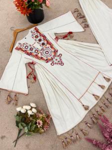 Conjunto de Cordón de Algodón Khadi Bordado para Mujer |   Ropa Étnica Festiva y Casual - Product Image 6