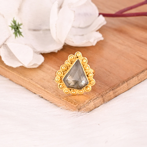 Stylish Pyrite & <b>Crystal</b> Doublet Gemstone <b>Ring</b> Handmade Fashion Jewelry for Women - Product Image 3