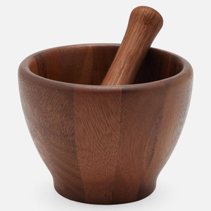 Mortero y Pilón de Madera Maciza, Ecológico, para Moler Hierbas y Especias, Tradicional, 126 ml - Product Image 3