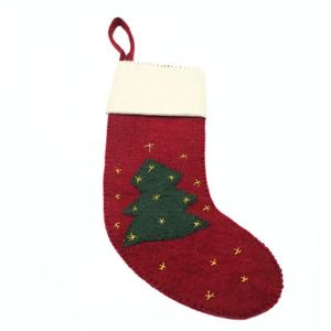 Calcetín Navideño Hecho a Mano con Diseño de Árbol, Ecológico y Suave, de Lana, Marca Kriti Craft - Product Image 1