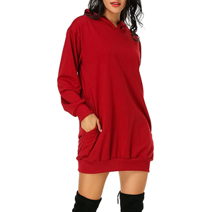 Robe sweat à capuche oversize brodée personnalisée pour femme, manches longues, décontractée, 100 % coton premium - Product Image 6