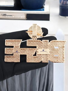 BIG ATE Pendentif Lettre Personnalisé Moissanite Sertie de Pierres Finition Or Bijoux Hip Hop de Luxe Prêt à Porter avec Chaîne - Product Image 2