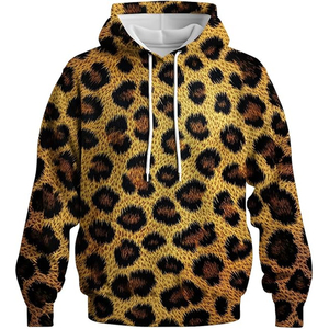 Unisex <b>Leopard</b> Hoodie Cotton Fleece Streetwear Pullover <b>Sweatshirt</b> Urban Fashion Custom Logo OEM Wholesale - Product Image 1