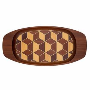 Plateaux de service vintage en bois d'acacia brun avec poignées en métal noir pour la maison et les restaurants, pour servir des boissons et des collations - Product Image 3
