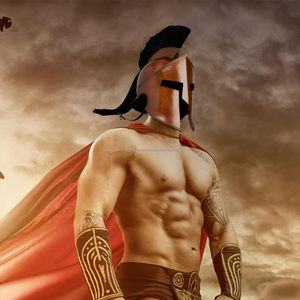 Casque de film du roi grec romain Spartan médiéval Leonidas 300 avec une longue tête de panache noire costume d'Halloween - Product Image 4