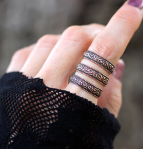 Anillo de Dedo de Cobre Puro con Acabado Pulido, Diseño Minimalista Antiguo con Patrón de Enredadera Tallada, Accesorio Terapéutico - Product Image 6