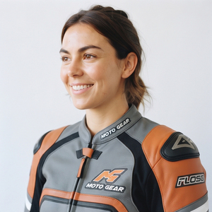 Women's Unisex Summer Printed Genuine Leather Full Sleeve <b>Racer</b> Motorcycle Biker <b>Jacket</b> with Flame-Retardant Anti-UV Protection - Product Image 4