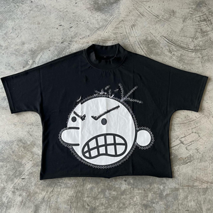 เสื้อยืดโอเวอร์ไซส์คอกลมทรงบ็อกซี่ผ้าคอตตอนเทอร์รี่ 100% พิมพ์โลโก้ได้ตามต้องการ น้ำหนัก 300 กรัม ระบายอากาศได้ดี แห้งเร็ว สไตล์สตรีทแฟชั่นสำหรับผู้ชาย - Product Image 3