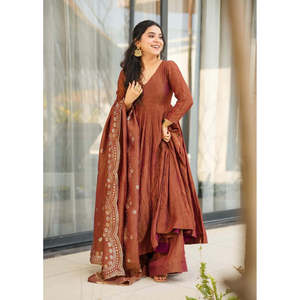 Diseñador de secuencia de bordado pesado Trabajo Vestido de noche Vestido de fiesta con Dupatta - Product Image 3