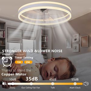 Ventilateur de plafond encastré de 20 pouces avec lumière et télécommande, LED dimmable 3000K-6000K, ventilateur de lustre à profil bas, 5 pales - Product Image 6