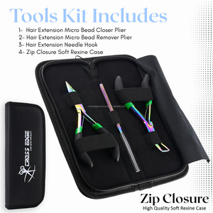 Wholesale hair <b>extensions</b> tools <b>Micro</b> beads kit wholesale ring remover pliers Loop and Pulling needles Tool stainless steel - Product Image 2