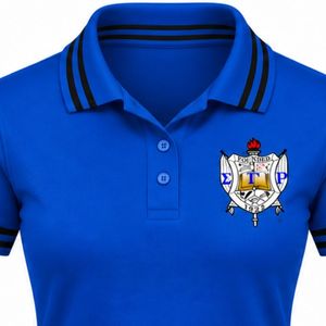 เสื้อโปโล Sigma Gamma Rho สีน้ำเงิน เสื้อคอปกแขนสั้นสำหรับผู้หญิง ลายตัวอักษรกรีก เสื้อยืดแฟชั่นสำหรับชมรมนักศึกษา เสื้อผ้าลำลองสำหรับเล่นกีฬากอล์ฟ - Product Image 4