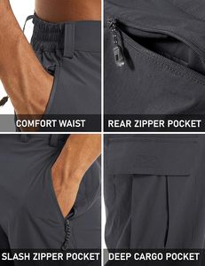 Shorts de sport pour homme, séchage rapide, 3/4, avec poches zippées, pour la randonnée, la course à pied et l'athlétisme - Product Image 4