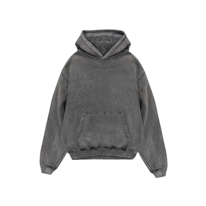 Sweat à capuche zippé surdimensionné en coton 100% de haute qualité 500 g/m², délavé au soleil, effet délavé à l'acide, avec logo personnalisé et strass - Product Image 3