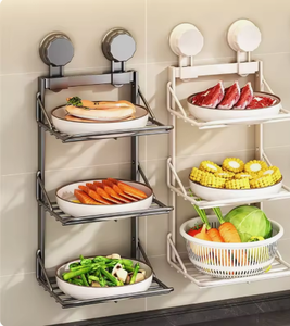 Wall Mounted Stainless Steel 3 Tier Bathroom <b>Kitchen</b> <b>Storage</b> <b>Rack</b> with Strong Suction Cups for Home Organizer - Product Image 3