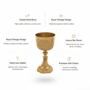 Juego de Copas de Vino de Latón Hechas a Mano |   Cáliz Decorativo Medieval Real de la India, Colección de Regalos de Lujo, Decoración para Bar - Product Image 5