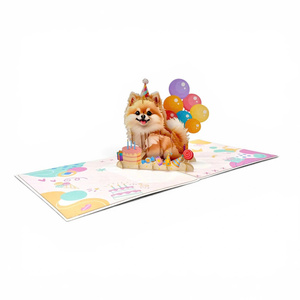 Meilleur prix Carte pop-up d'anniversaire chien mignonne en 3D pour les amoureux des chiens – Artisanat en papier moderne fait main très tendance - Product Image 3