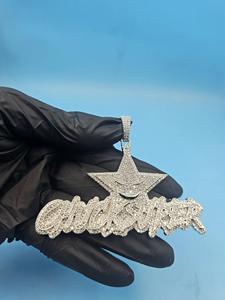 Colgante Personalizado con Nombre de Estrella, Plata de Ley 925, Moissanita VVS, Cadena Hip Hop con Incrustaciones de Diamantes, Joyería Personalizada con Letras para Hombre - Product Image 3