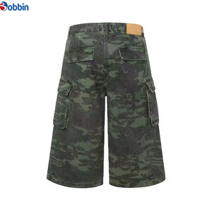 กางเกงยีนส์ขาสั้นทรงตรงสไตล์ฮิปฮอปสตรีทแวร์สำหรับผู้ชาย ลายพรางวินเทจ กระเป๋าคาร์โก้ ระบายอากาศได้ดี เหมาะสำหรับฤดูร้อน ซิปหน้า ปรับแต่งได้ - Product Image 5