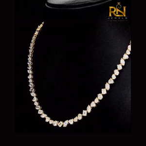 Mixed Cut Cluster Diamond <b>Tennis</b> <b>Necklace</b> Lab Grown Multi Shape Collar Solid <b>Gold</b> 9K 14K 18K Fine Jewelry - Product Image 4