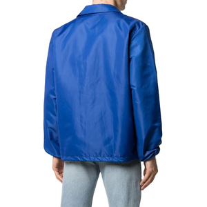 Men's Blue Polyester Windproof Turn-down Collar Casual Autumn Regular Fit Solid Color Button Closure <b>Coach</b> Jacket For Sale - Product Image 3