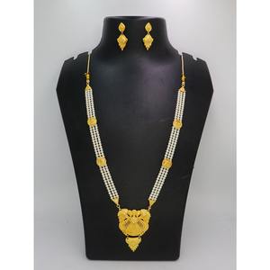 Ensemble de bijoux collier avec boucles d'oreilles en laiton pur plaqué or Ensemble de bijoux collier design indien de haute qualité - Product Image 2