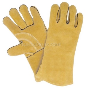 Gants de soudage TIG en cuir véritable moutarde, gants de sécurité en cuir pour soudage TIG, longueur poignet, thermiques - Product Image 4