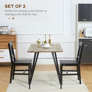 Set di 2 Sedie da Pranzo in Legno di Frassino Massiccio Stile Rustico con Schienale Incrociato Nero Rimovibile per Sala da Pranzo - Product Image 4
