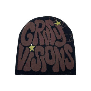 Custom Printing Y2K Jacquard Short Beanies Winter Knitted <b>Hats</b> Designer Cap Distressed Street Style <b>Hat</b> Wholesale Skull Cap Men - Product Image 3