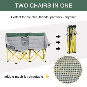 Sedia da Campeggio Oversize Stile Loveseat con Borsa per il Trasporto e Portabicchieri per Spiaggia, Picnic ed Escursioni - Product Image 4