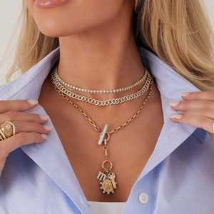 Cuban Curb <b>Chain</b> Link Necklaces 14K 18K Solid Gold Pave Round Lab Grown Diamond <b>Box</b> Clasp 15Inch Layering Modern Luxury Jewelry - Product Image 6