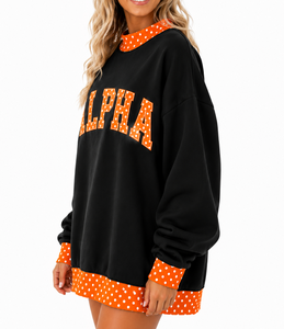 Fashion Women's Oversized <b>Mock</b> <b>Neck</b> Sweatshirt Gingham Letter Applique Jolly Embroidery Custom Winter Fleece Pullover <b>Top</b> - Product Image 2