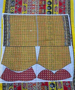 Sari Moderno de Seda Chinon con Estampado Digital Ajrak, Largo hasta el Suelo, con Trabajo de Espejo Real, Blusa sin Coser, Ropa de Boda para Mujer 85324 DVD - Product Image 5