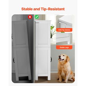 Mobiletto da Bagno Moderno a 4 Ripiani con 4 Ante, Organizzatore in Legno con Ripiani Regolabili, Arredamento Moderno per Bagno - Product Image 6