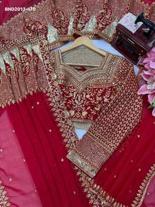 Ensemble Saree-Blouse-Dupatta en Faux Georgette avec broderies complexes en fils et sequins, à porter occasionnellement - Fournisseur mondial - Product Image 6
