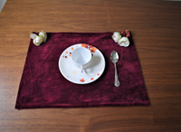 Ensemble de sets de table rectangulaires classiques en velours bordeaux, réutilisables, écologiques, lavables, en tissu