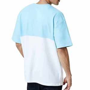 T-shirt personnalisé de haute qualité 100% coton, coupe ample, bicolore, col rond, épaules tombantes, décontracté, streetwear pour homme - Product Image 3