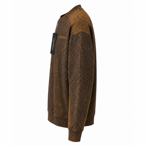Sudadera con logotipo frontal para hombre, lavado ácido, 420g, 100% algodón, ecológica, transpirable, servicio OEM, holgada, para invierno - Product Image 2