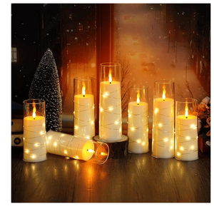 Set di 12 Candele LED Senza Fiamma con Timer, Atmosfera Romantica, Decorazione per la Casa, Candele Acriliche Stabili con Effetto Tremolante - Product Image 1