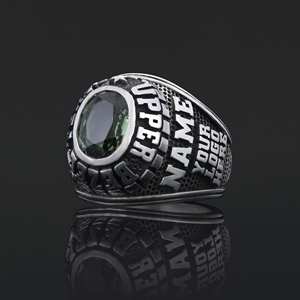 Anillo de Graduación Universitario BOJ MCollege Ring 011 Personalizado en Plata con Diamantes, Unisex, Certificado por GIA, Micro, Bajo Precio - Product Image 3