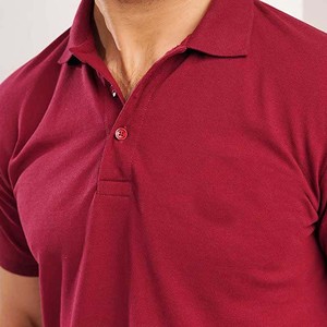 Polo à manches courtes pour homme, couleur bordeaux, coupe classique, tissu tricoté, design boutonné - Product Image 3