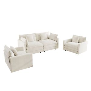 Set da Soggiorno Salvaspazio in 3 Pezzi Include 2 Poltrone e Divano a 2 Posti con Braccioli e Cuscini Decorativi di Ca - Product Image 3