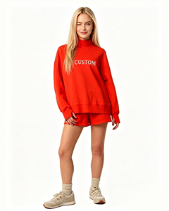 Sweat-shirt à col montant tendance 2026 pour femmes et adolescentes, coupe oversize courte, manches longues, décontracté - Product Image 2