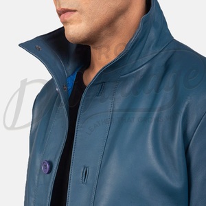Blouson Bomber Urbain en Cuir Noir pour Homme avec Doublure Contrastante et Capuche Intégrée, Veste Extérieure en Véritable Peau de Mouton Zippée – Vente en Gros - Product Image 1